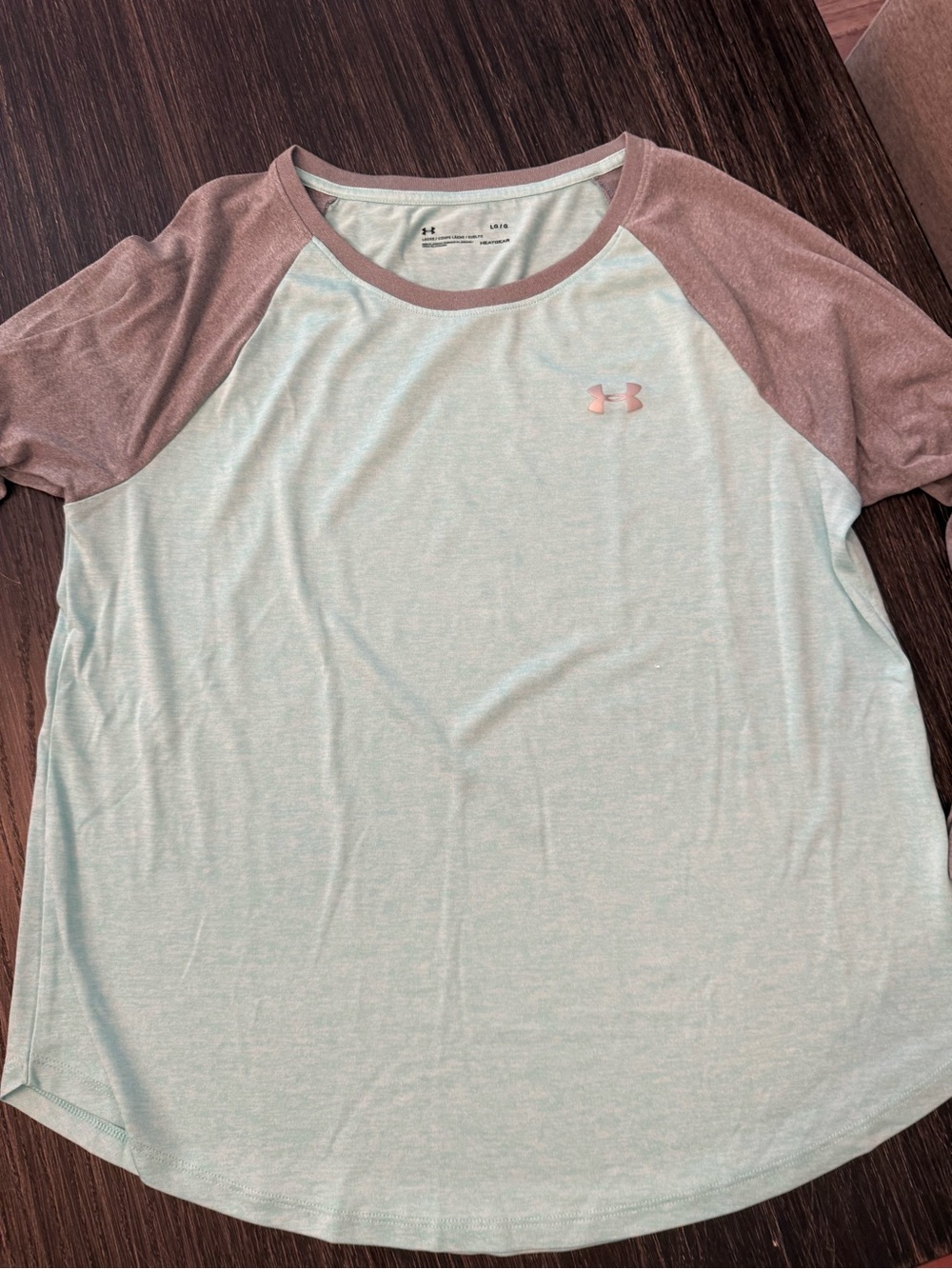 Under Armour Light Blue Tee with Gray Raglan 3/4 Sleeves